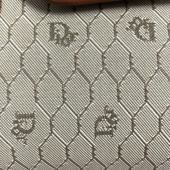 Vintage Christian Dior Honeycomb Flap Shoulder Bag Satchel Beige Designer - Picture 8 of 17